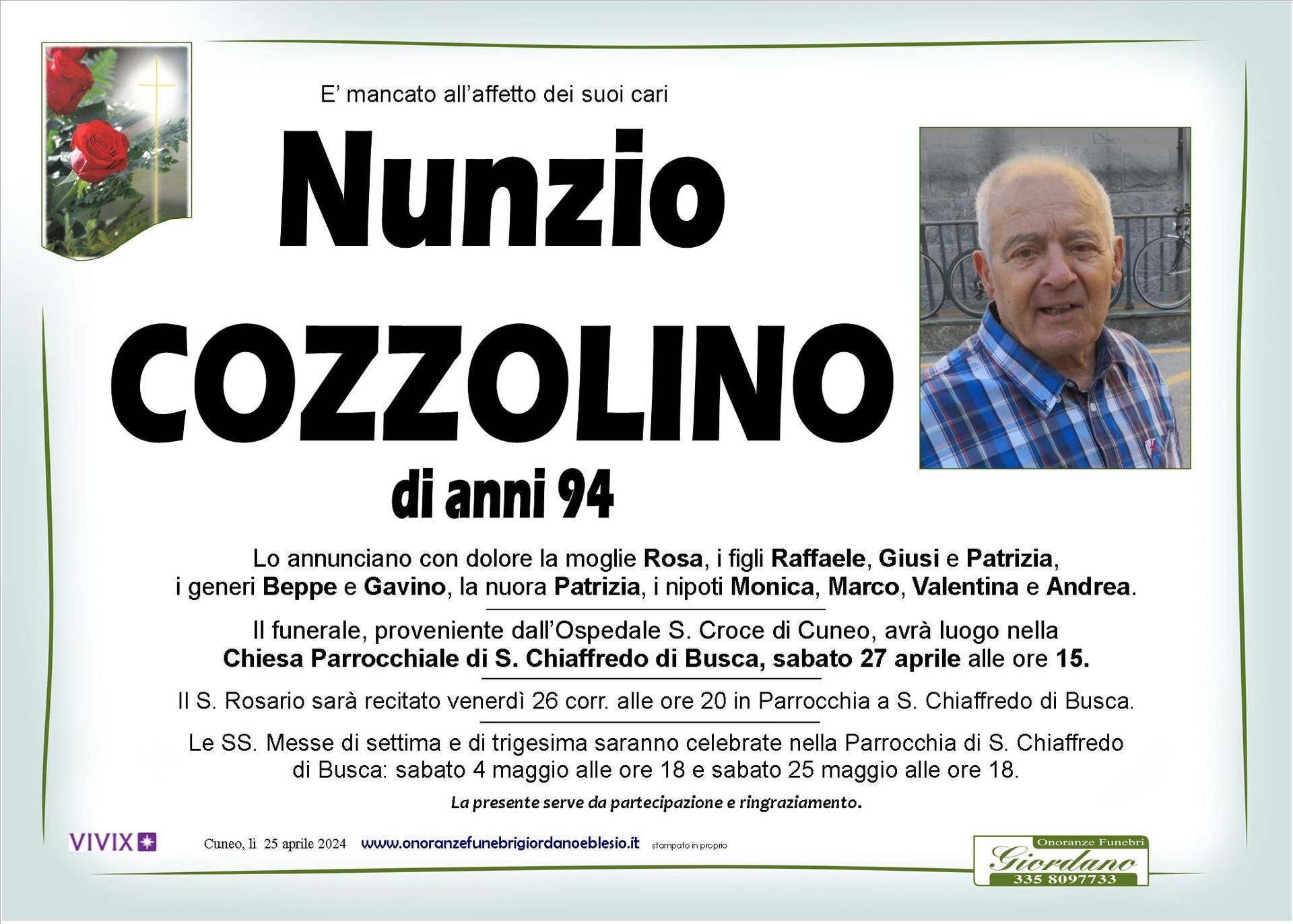necrologio COZZOLINO Nunzio
