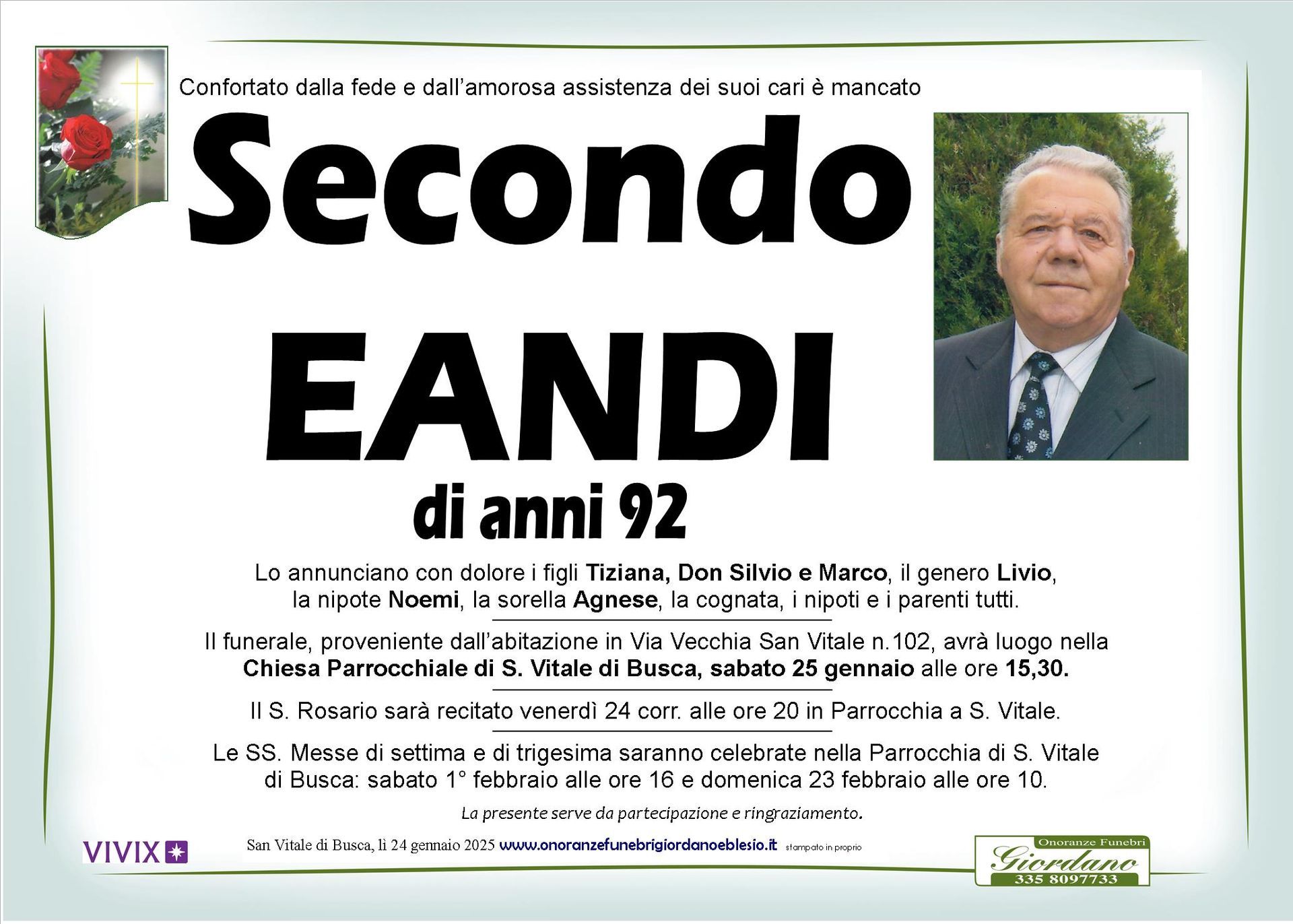 necrologio EANDI Secondo