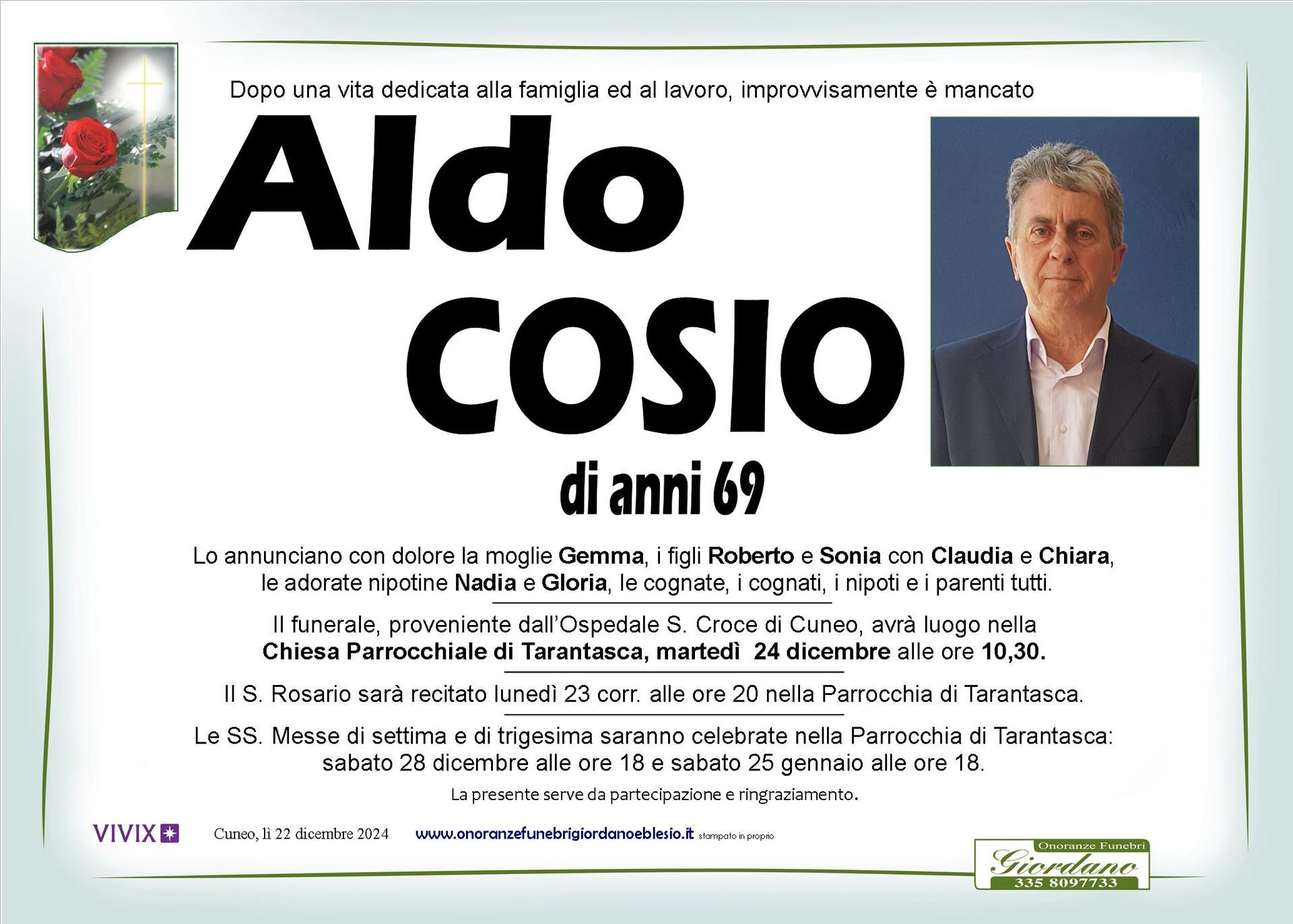 necrologio COSIO Aldo
