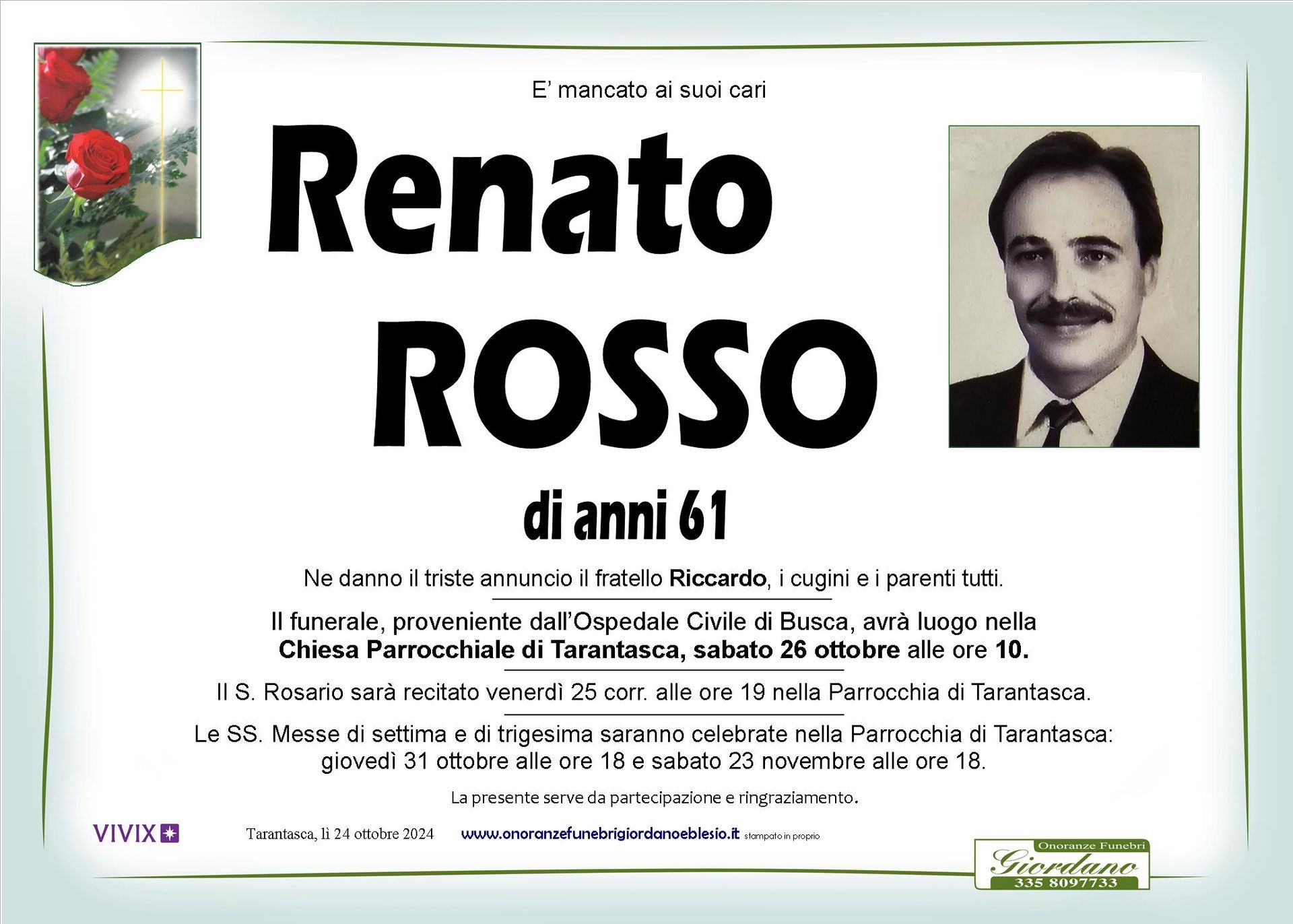 necrologio ROSSO Renato
