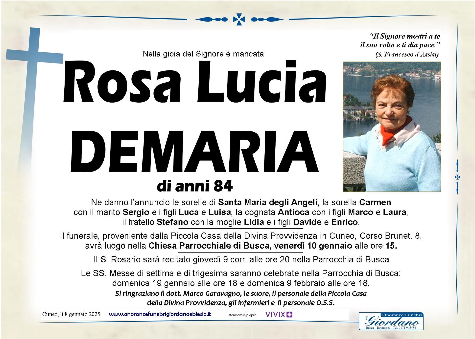 necrologio DEMARIA Rosa Lucia