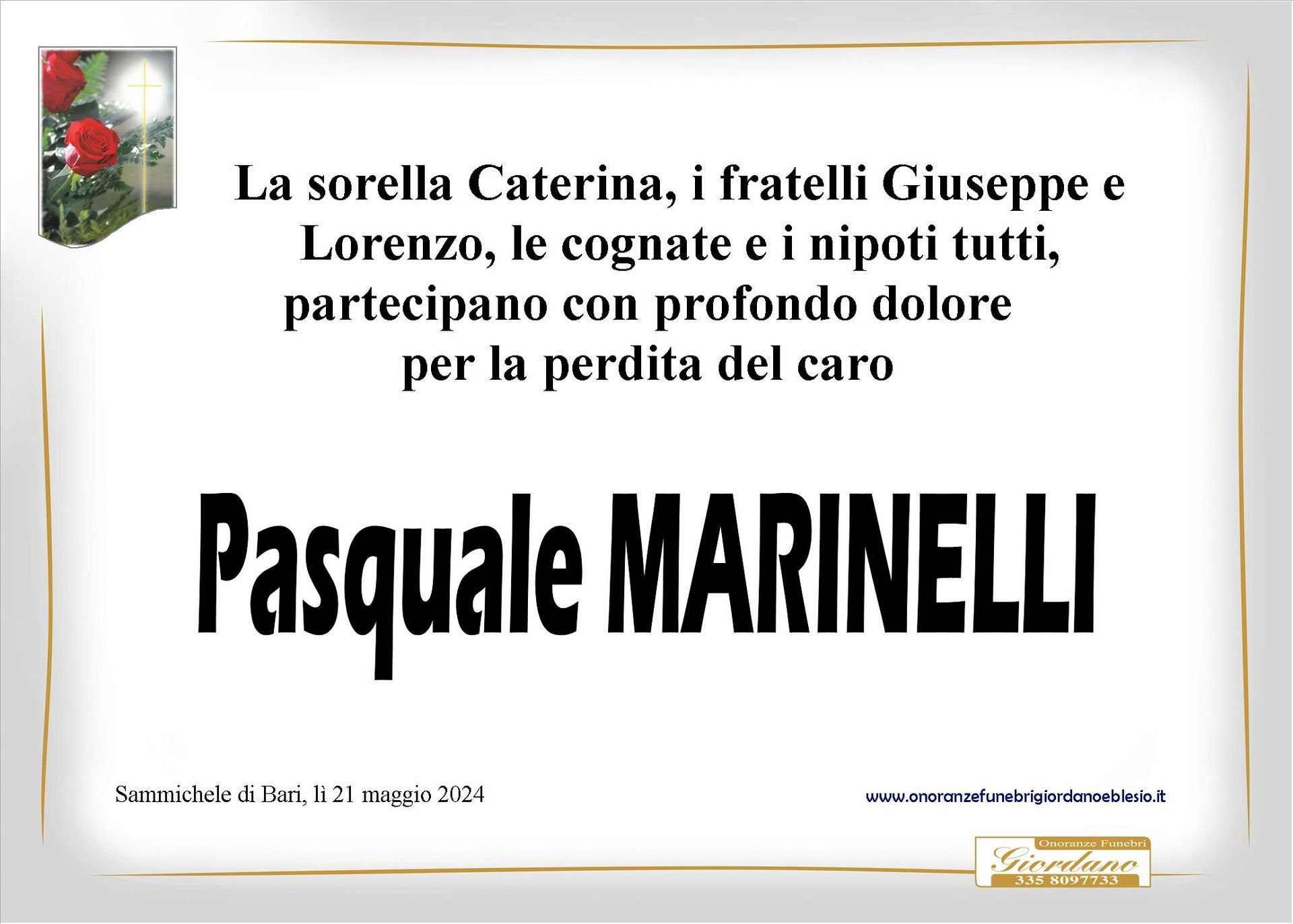 necrologio MARINELLI Pasquale