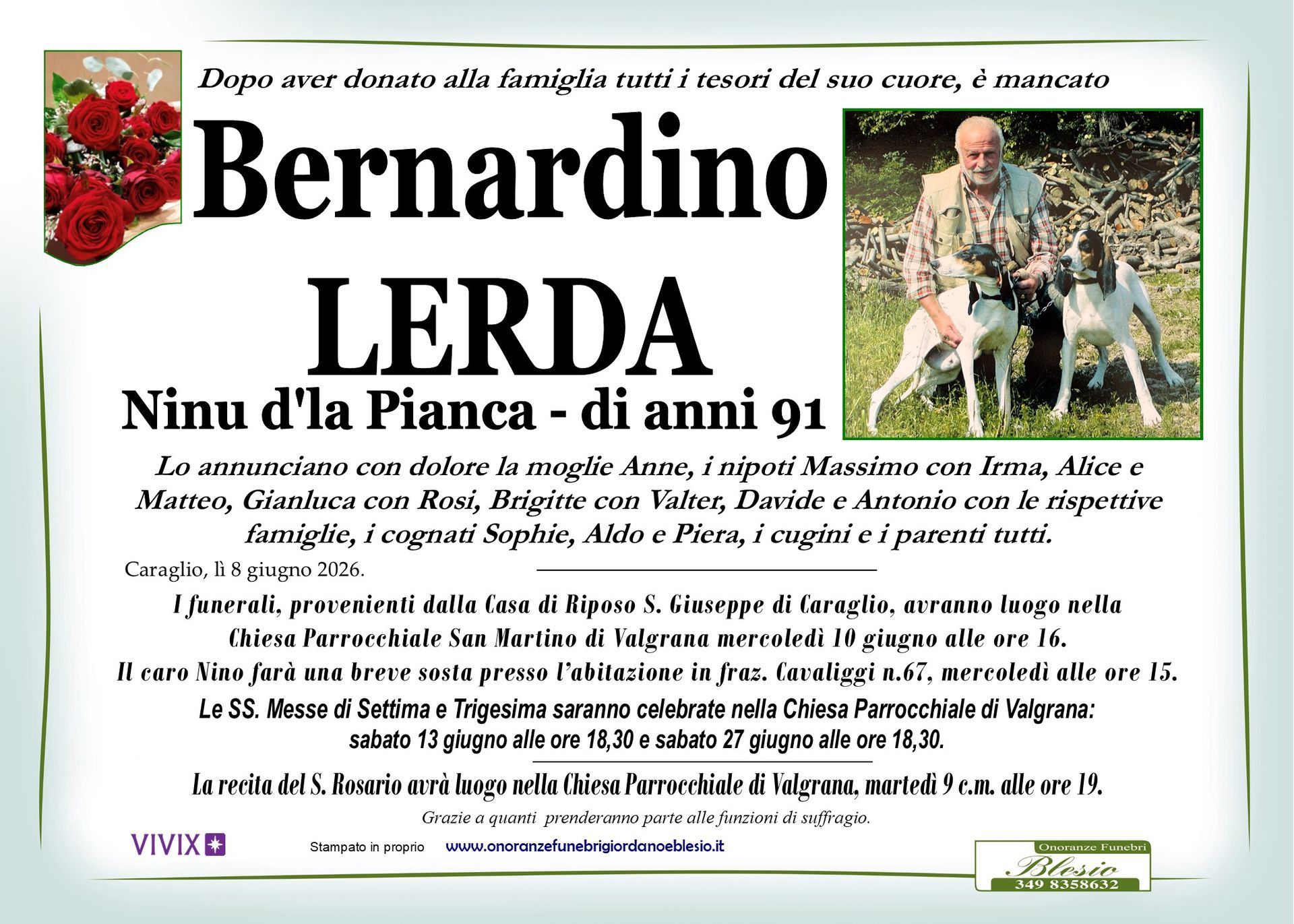 necrologio LERDA Bernrdino