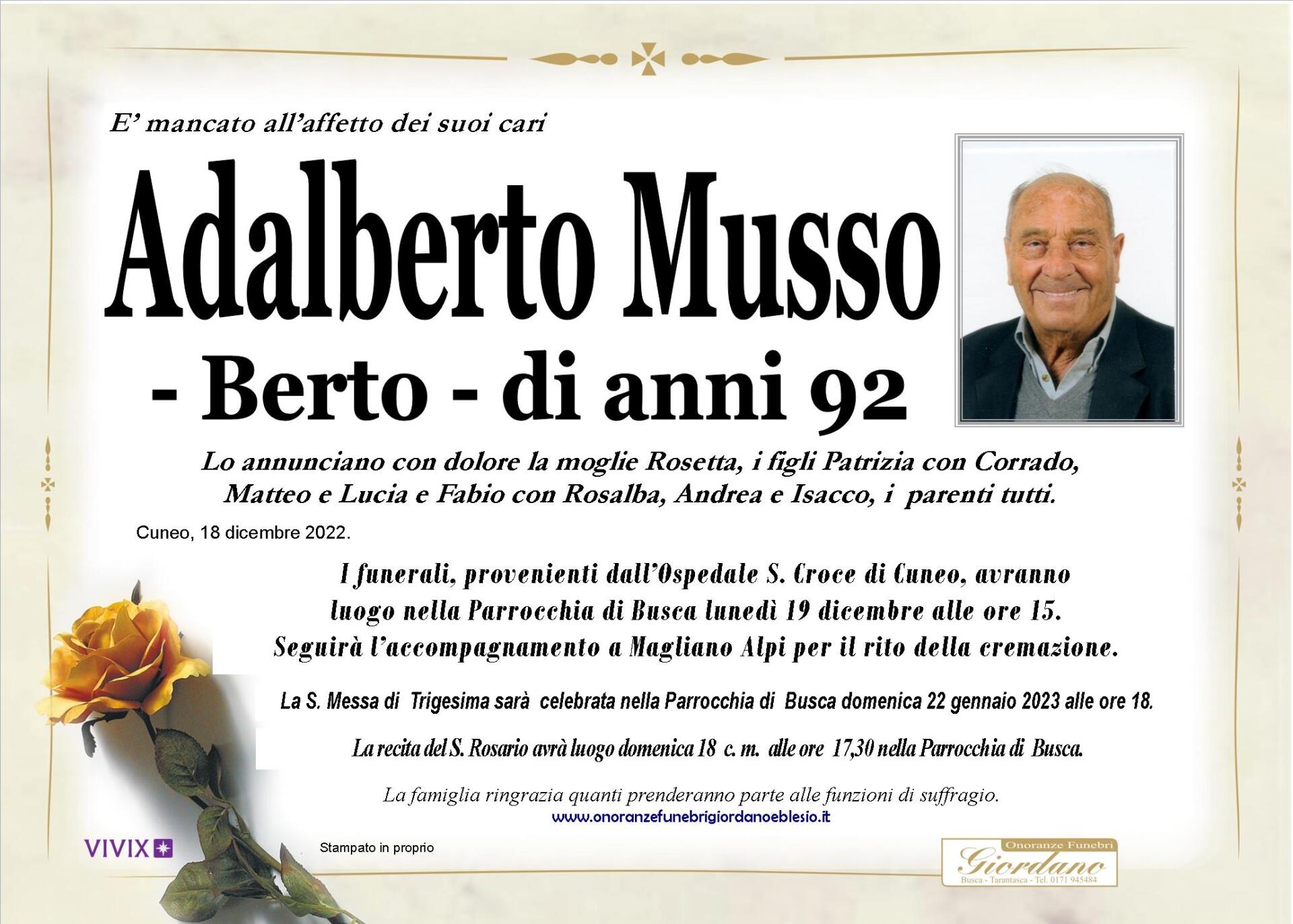 necrologio MUSSO Adalberto