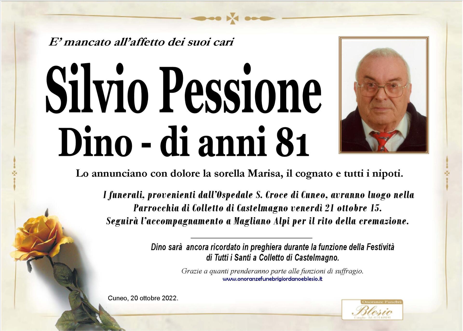 necrologio PESSIONE Silvio