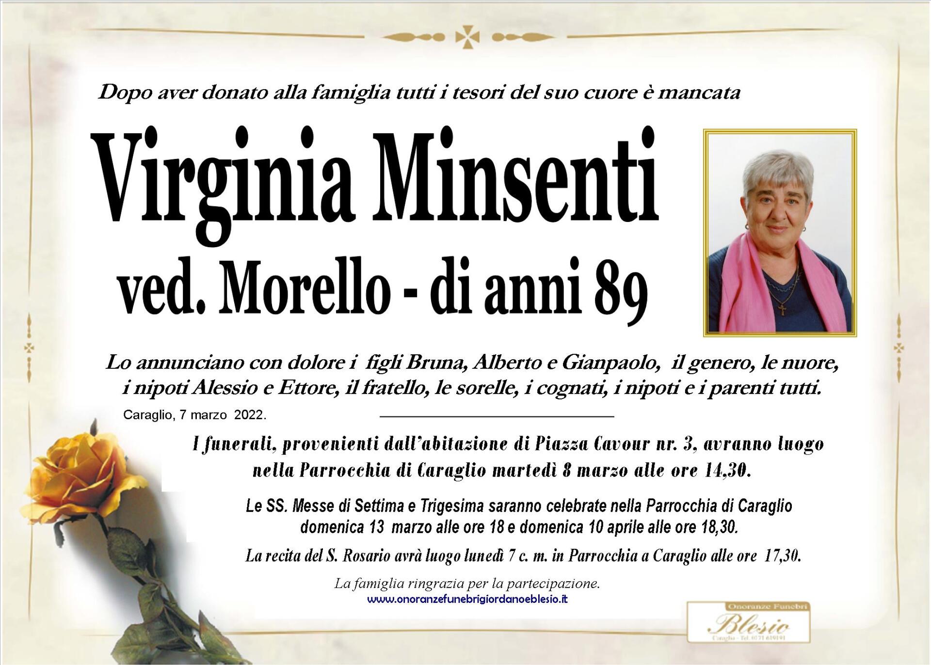 necrologio MINSENTI Virginia ved. Morello