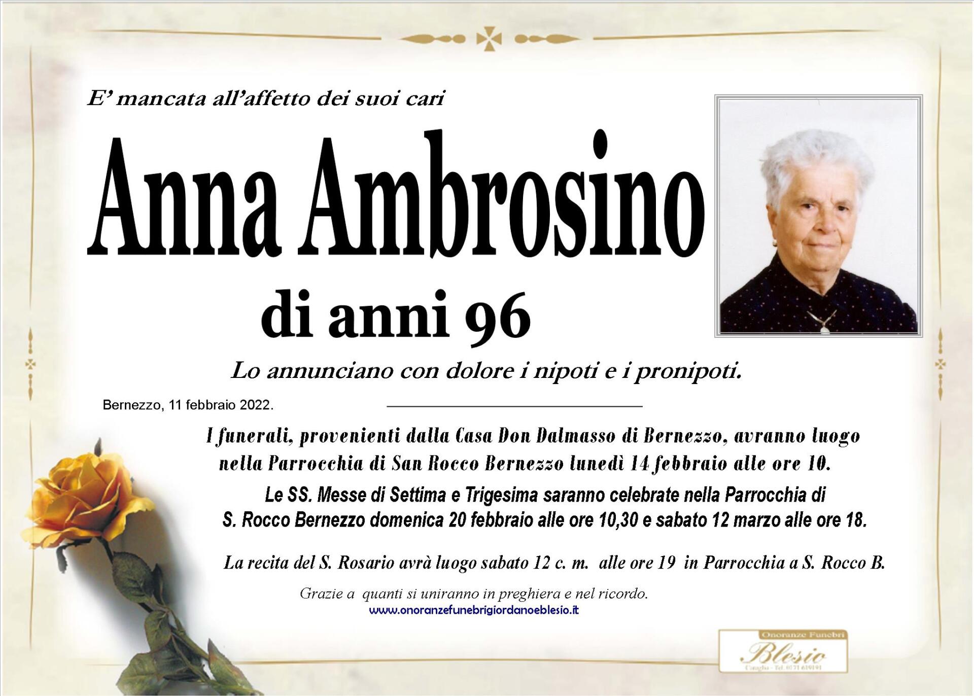 necrologio AMBROSINO Anna