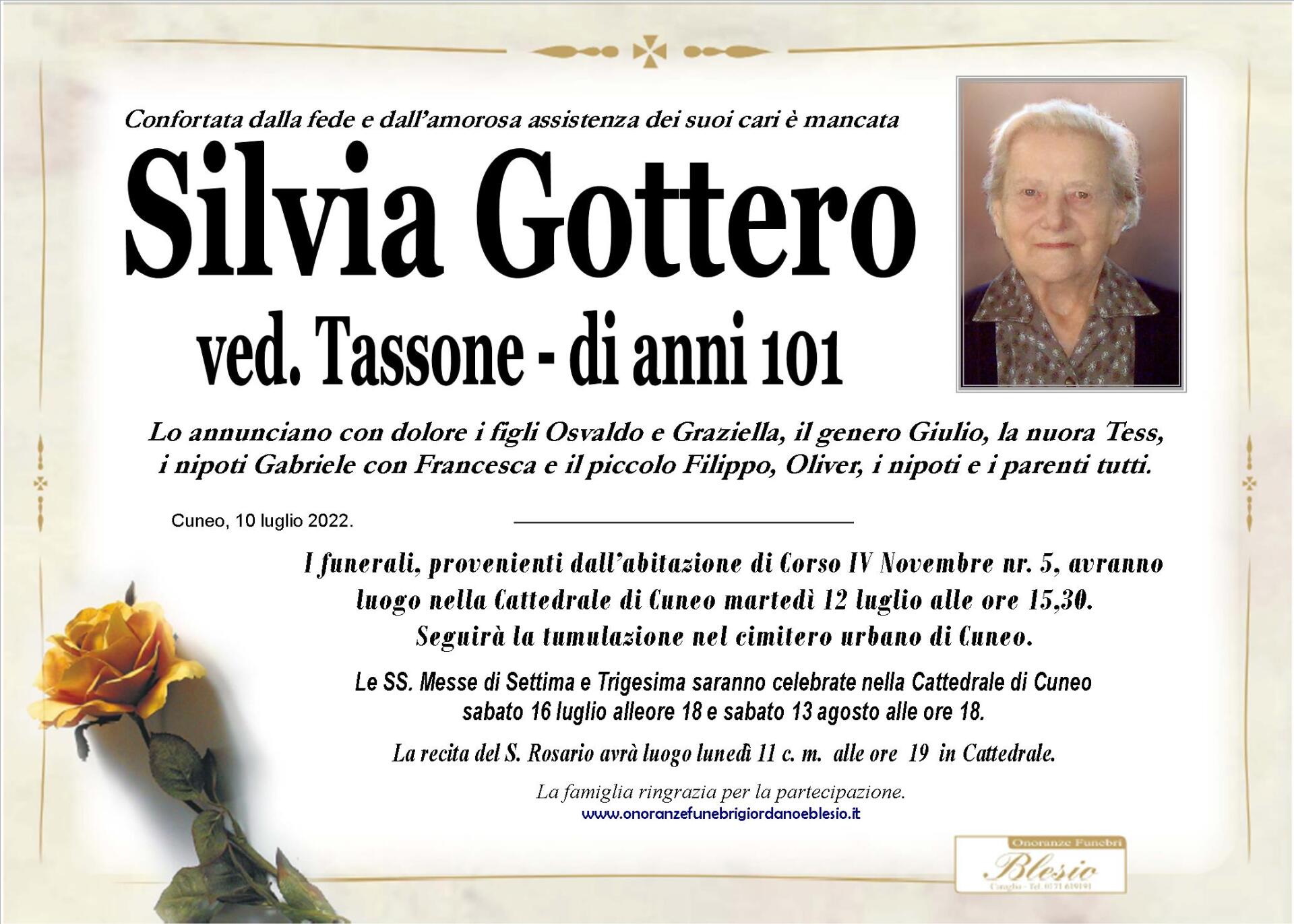 necrologio GOTTERO Silvia ved. Tassone