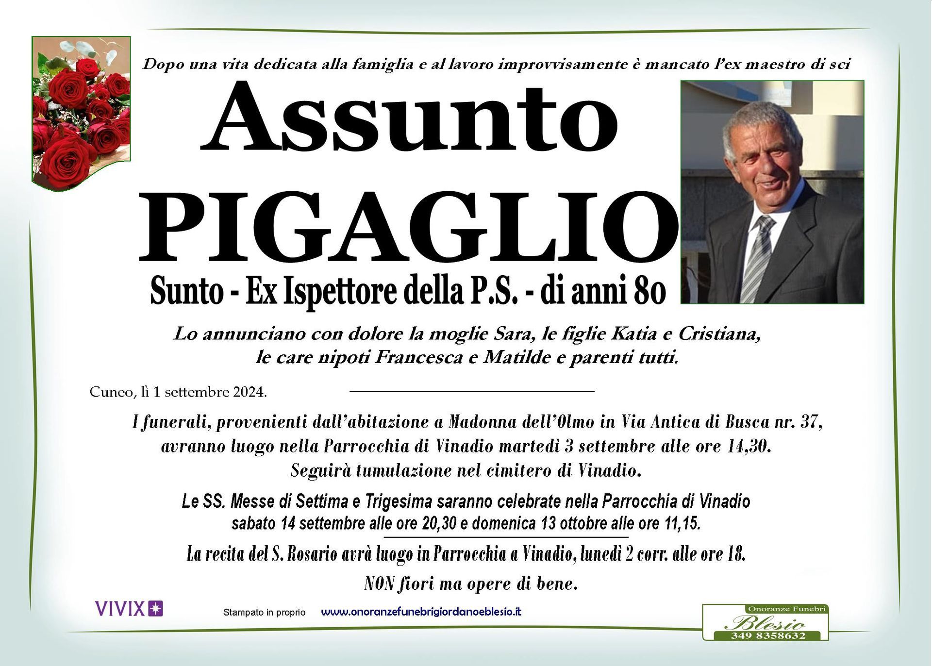 necrologio PIGAGLIO Assunto