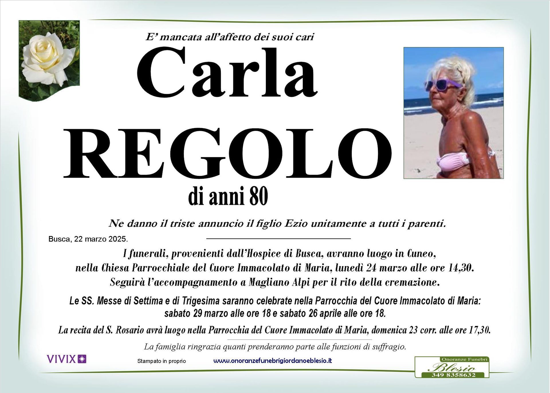 necrologio REGOLO Carla
