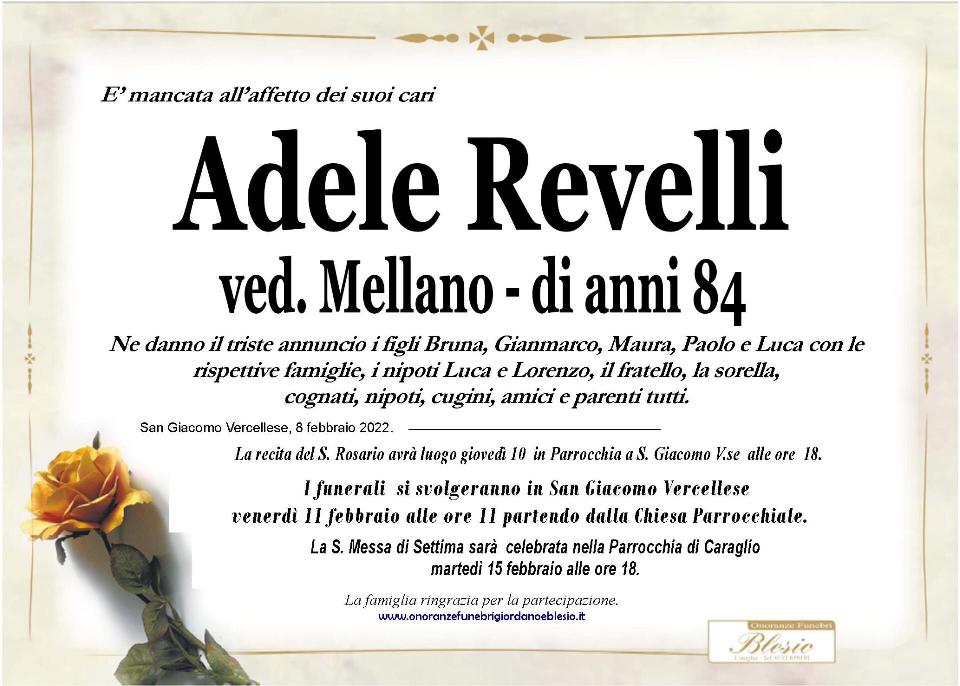 necrologio REVELLI Adele ved. Mellano