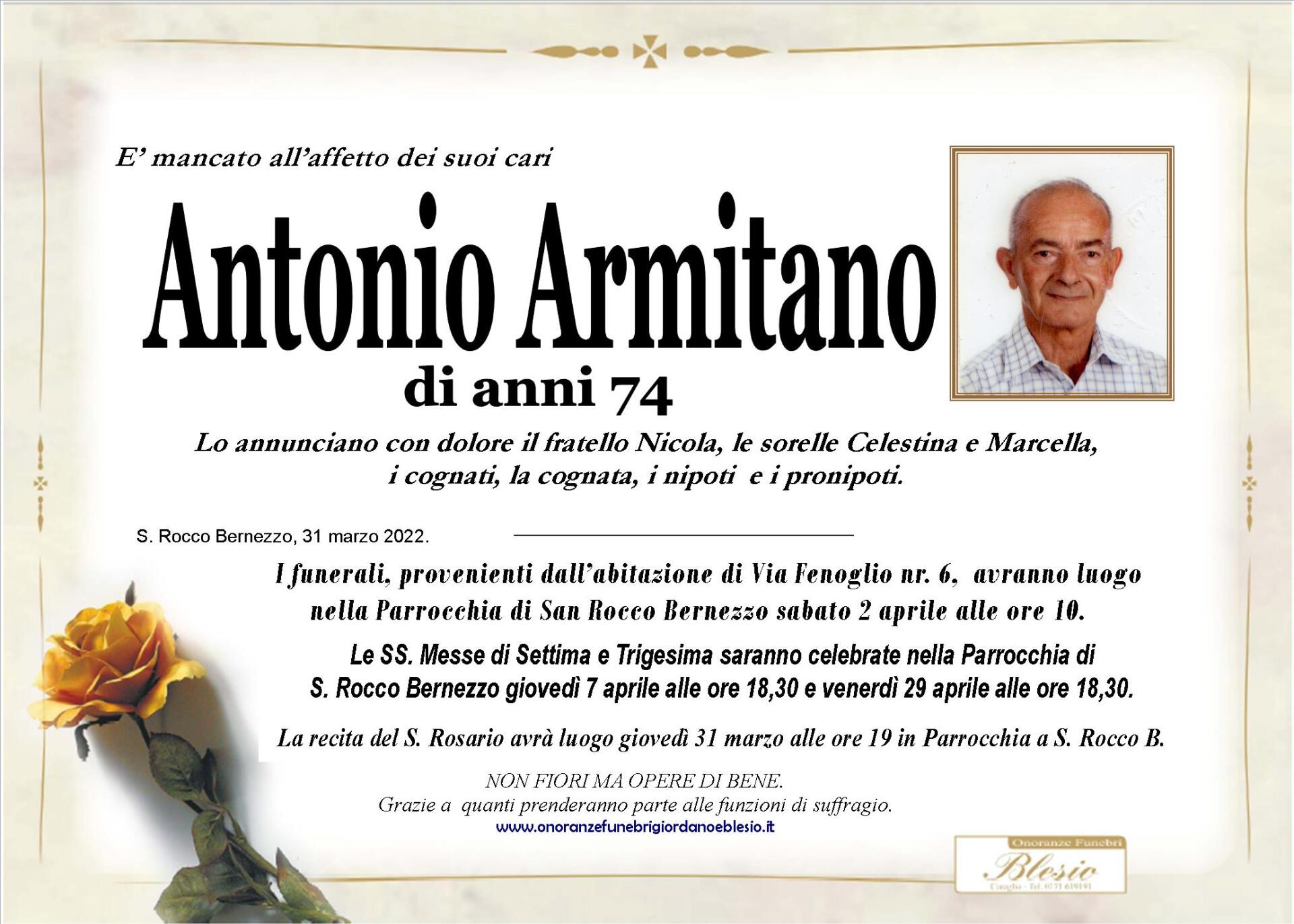 necrologio ARMITANO antonio