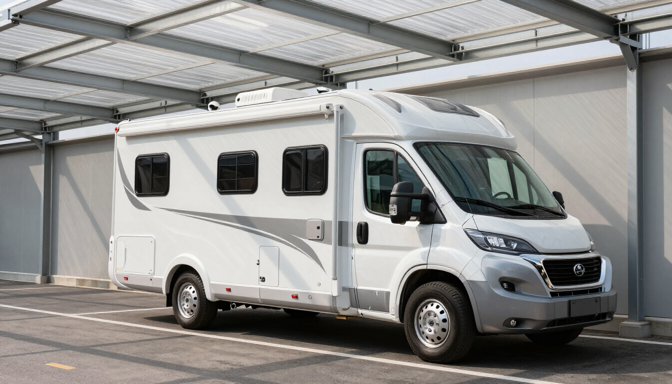 RV parking storage with covered and enclosed options
