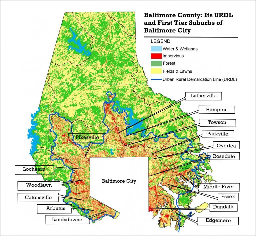Map of Baltimore County & 1st-tier Suburbs