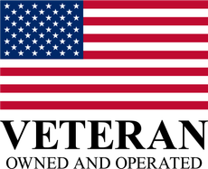 American flag above the words