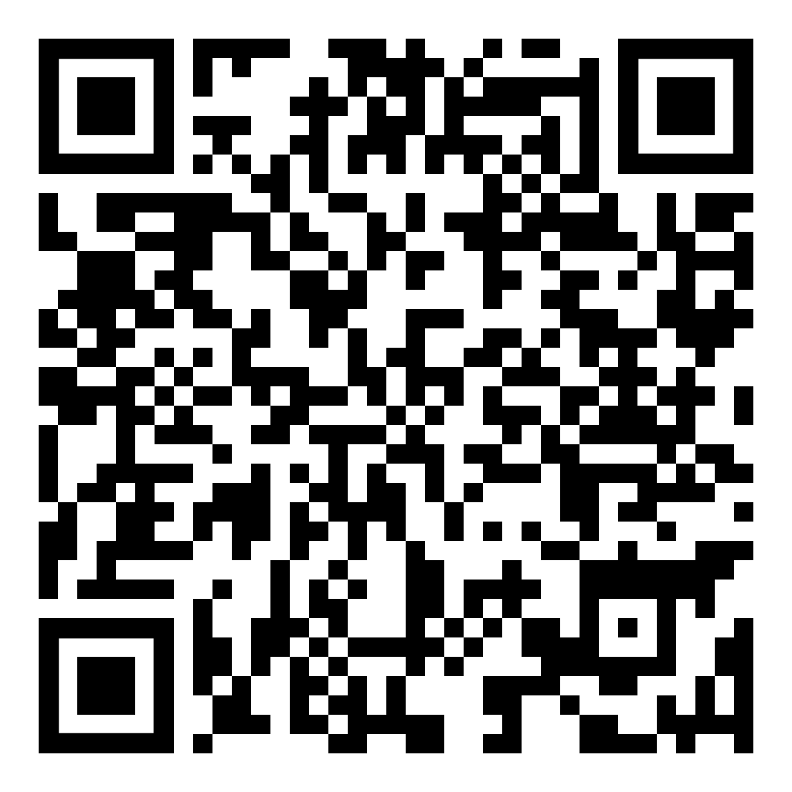 QR code with a pattern of black and white squares.