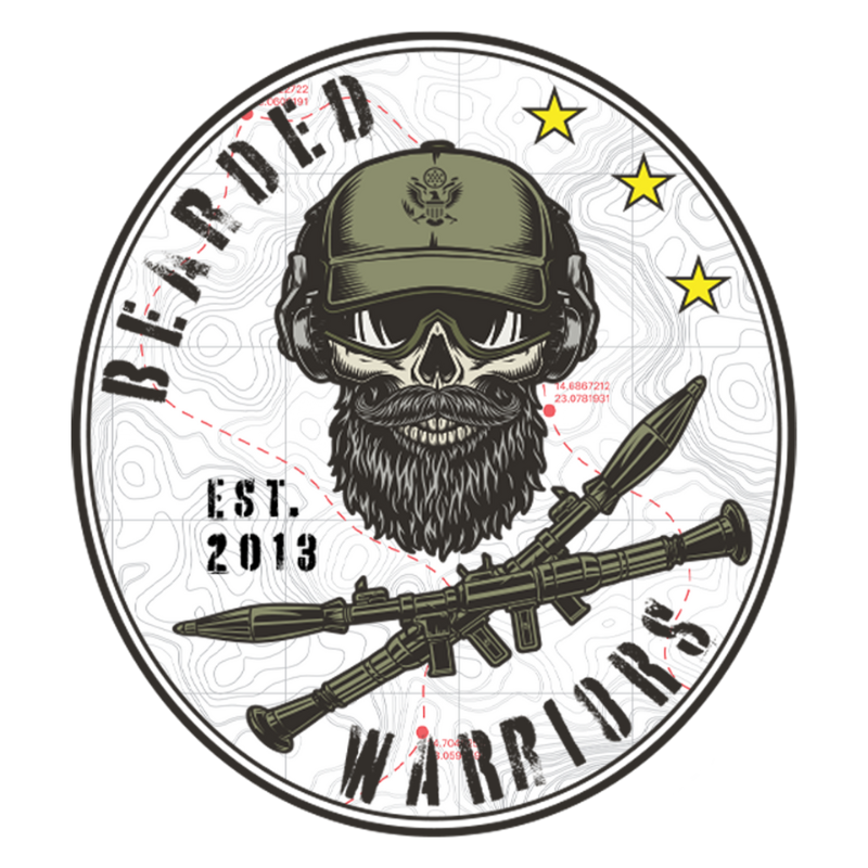 Bearded Warriors circular topographic logo