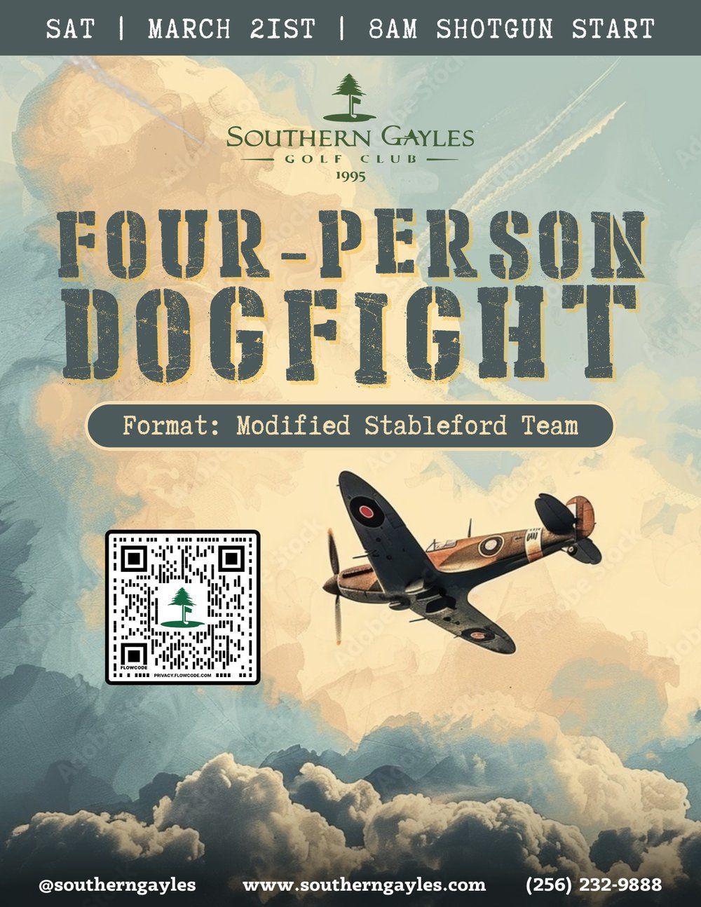 Four-person dogfight golf tournament poster