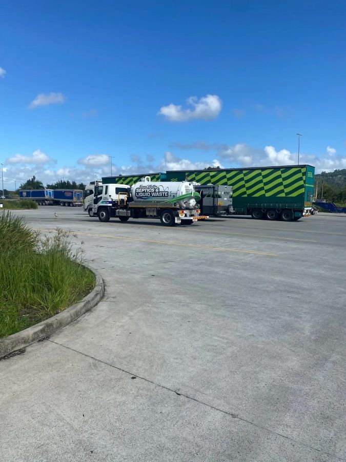 A Lot Of Trucks Are Parked In A Parking Lot — Tweed Valley Septics & Liquid Waste Management in Cudgen, NSW