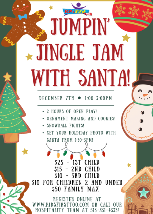 A poster for jumpin ' jingle jam with santa