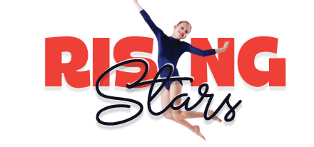 Logo for GRIT Gymnastics, teal gymnast silhouette integrated with black 