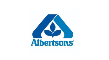 Albertsons blue logo with leaf emblem and wordmark on a white background