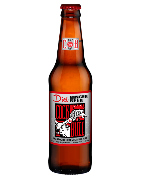 A bottle of diet ginger beer with a bull on the label