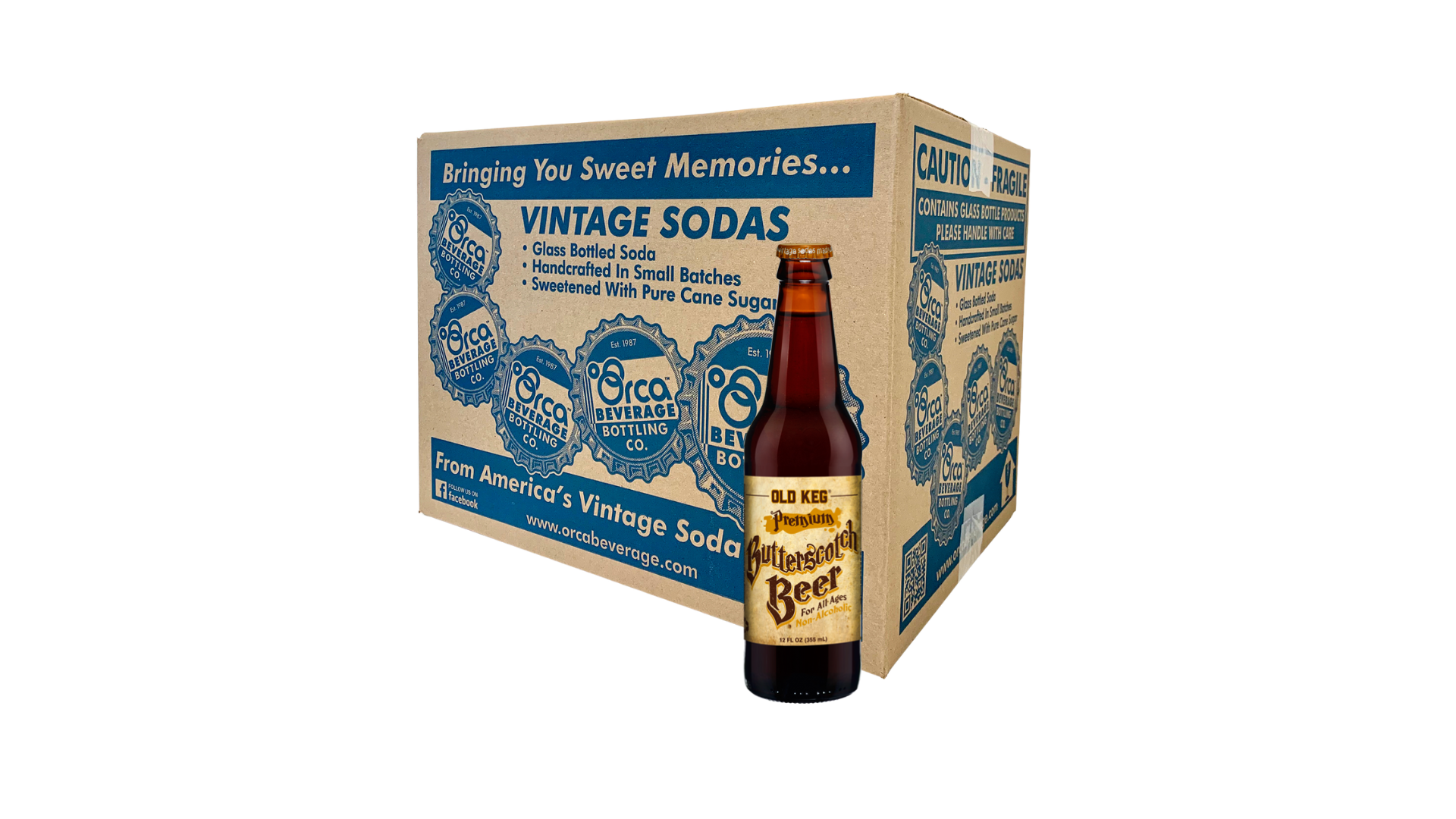 A box of vintage sodas with a bottle of soda in it