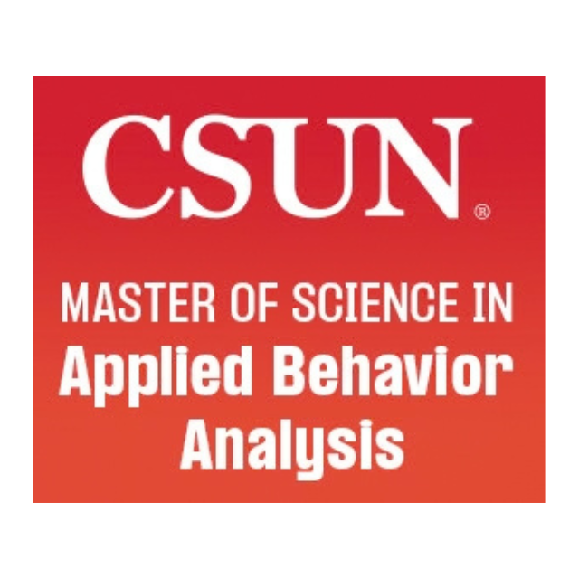 CSUN logo with “Master of Science in Applied Behavior Analysis” on a red-orange background