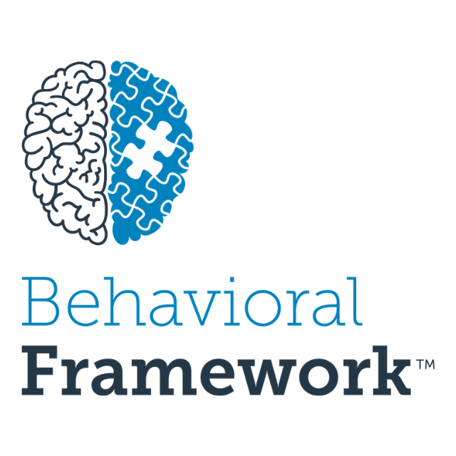 Behavioral Framework logo with a blue and white brain puzzle icon