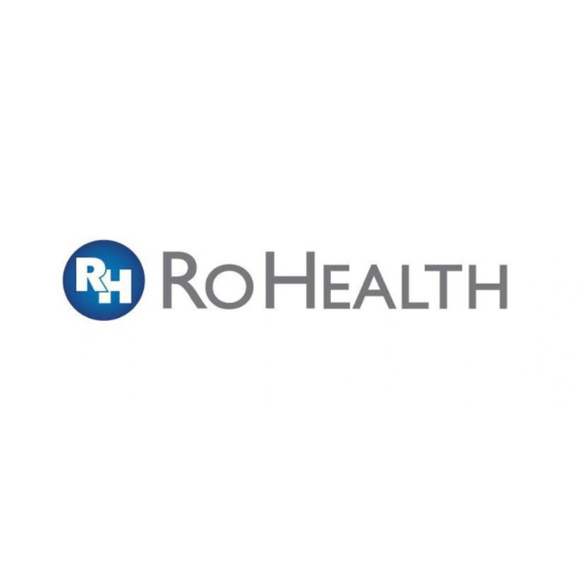 RoHealth logo with blue “RH” icon and gray text on white background
