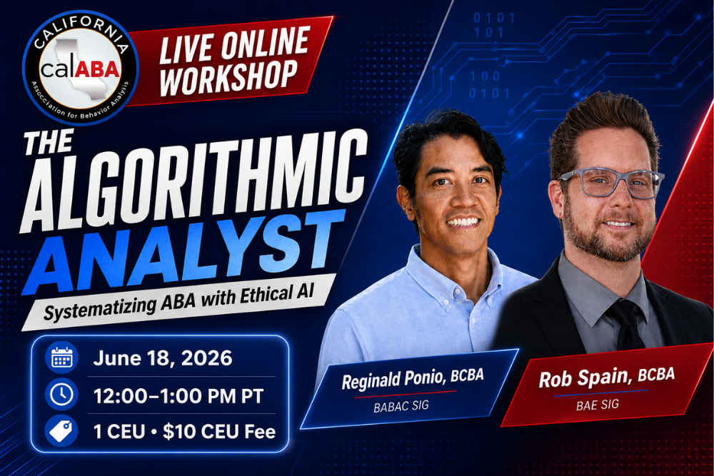 Promo banner for “The Algorithmic Analyst” live online workshop with two speakers and blue-red background