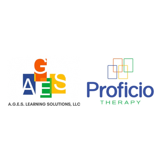 A.G.E.S. Learning Solutions and Proficio Therapy logos on a white background