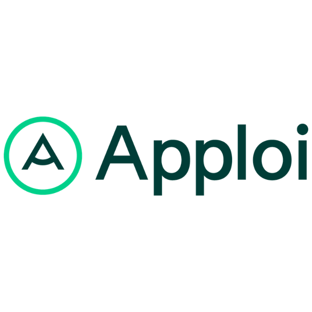 Apploi logo with teal circular “A” icon and dark teal text on white background