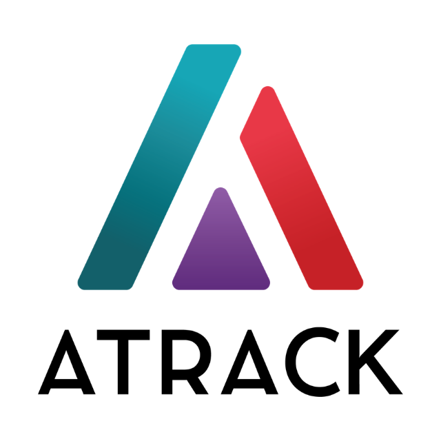 ATrack logo with teal, red, and purple stylized A above black text