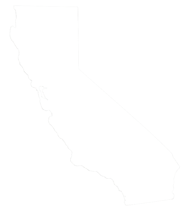 Faint outline map of California on a white background