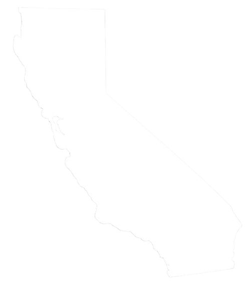 Outline map of California in very light gray on a white background