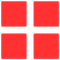 Four red rounded squares arranged in a 2x2 grid on a white background
