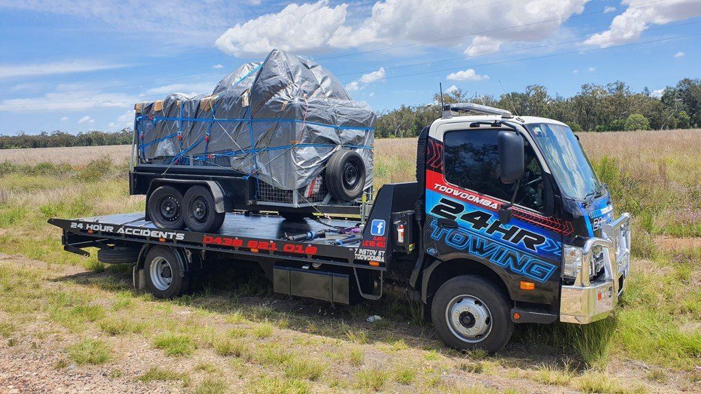 Towing Truck Loaded With Car Trailer — Toowoomba 24hr Towing In Toowoomba, QLD