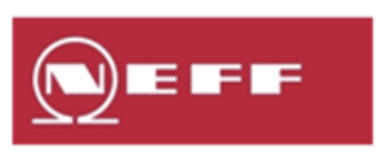 A red and white neff logo on a white background
