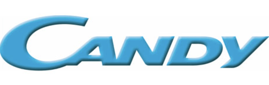 A blue candy logo on a white background.