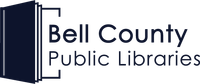 Logo for Bell County Public Libraries featuring a stylized dark blue book icon next to the organization's name.
