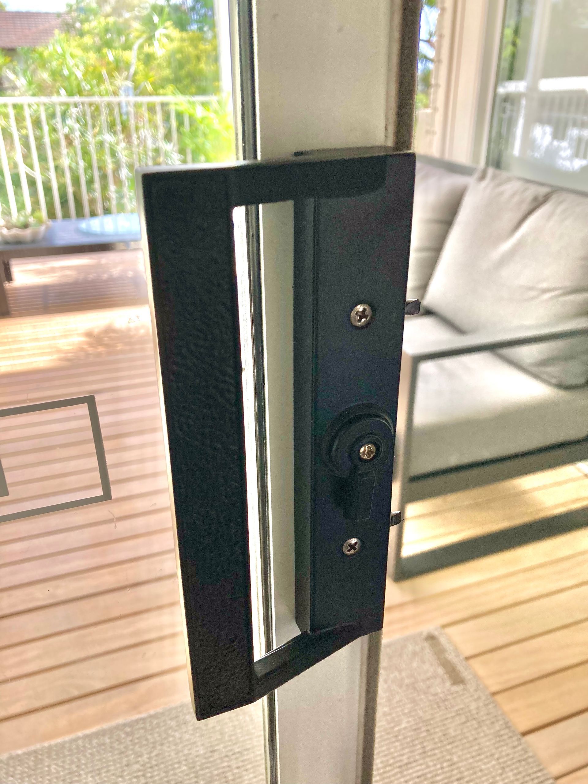 Black Sliding Door Handle And Lock — Fix-A-Door in Terrigal, NSW