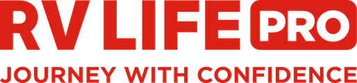 RV LIFE PRO logo with red text and orange tagline “Journey with Confidence”