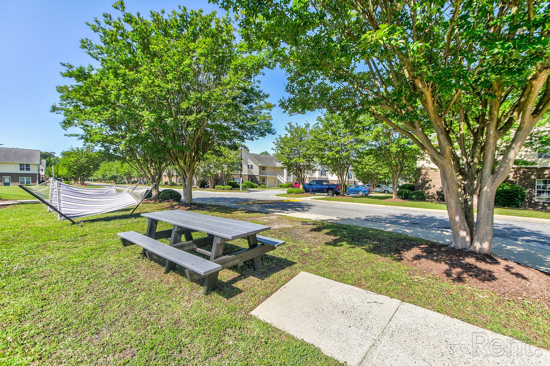 Outdoor Leisure bench outside Meridian Park Clubhouse