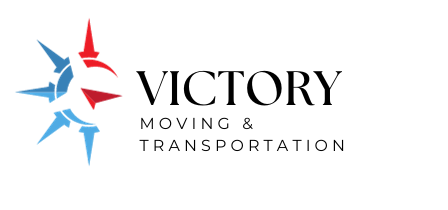 The logo for victory moving and transportation has a compass on it.