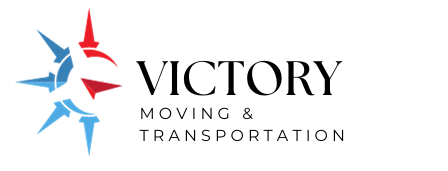 The logo for victory moving and transportation has a compass on it.