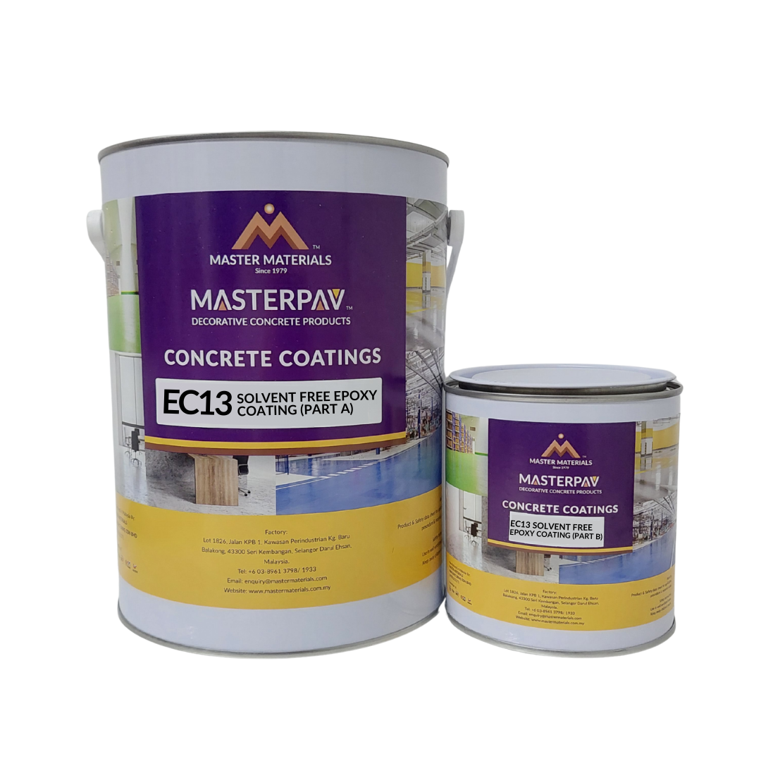 Two cans of MasterPave concrete coatings. One large can and one small can.