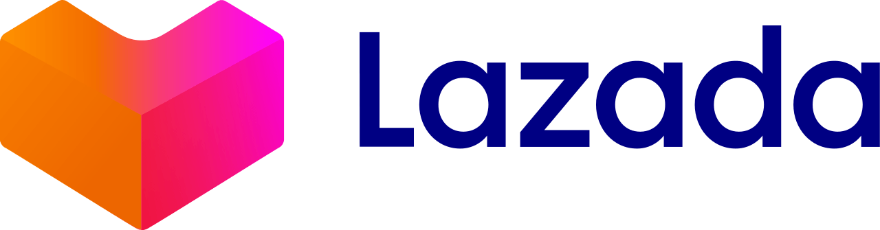 Lazada logo: a heart-shaped box with orange to pink gradient next to the word 