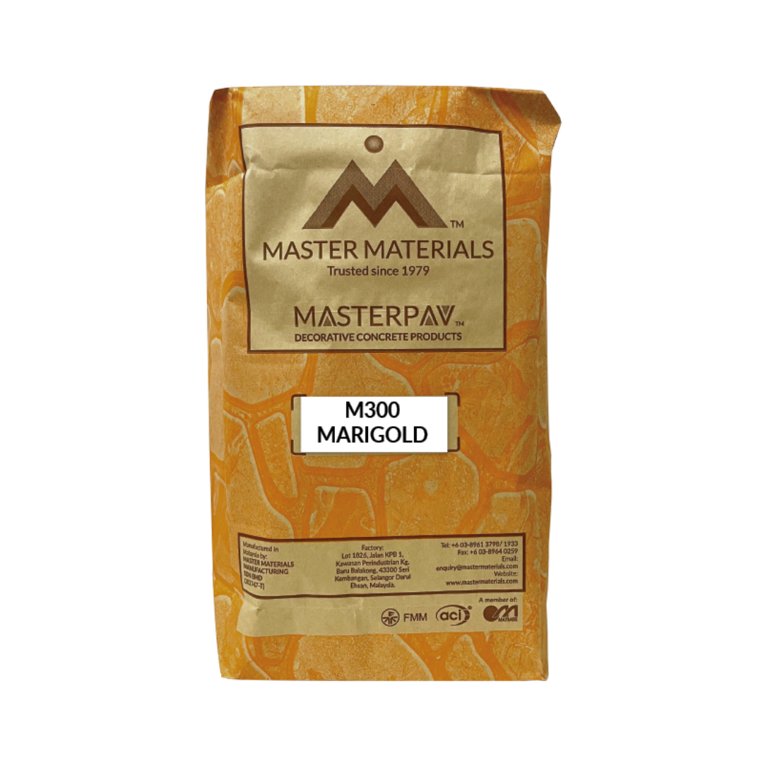Bag of Master Materials MasterPave M300 Marigold decorative concrete mix.